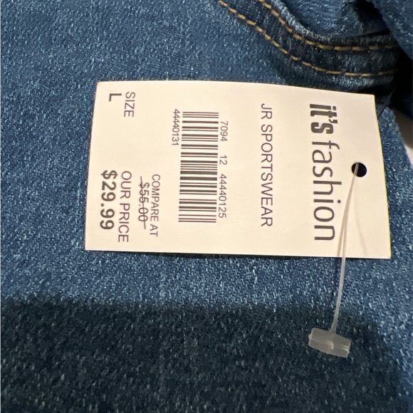 Juniors Denim Crop Jacket with Fringe Detail - Picture 5 of 8